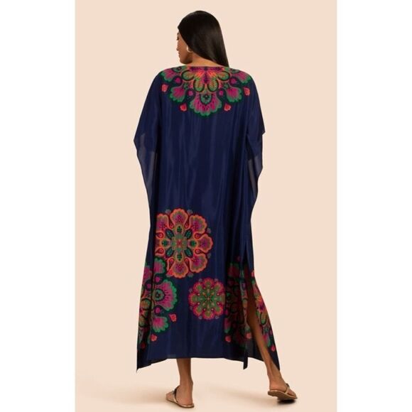 TRINA TURK LONG DRESS/CAFTAN THEODORA BENGAL BLUE XL  MAXI - Picture 4 of 8